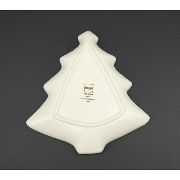 Mikasa Fine China Holiday Elegance Christmas Tree Shaped Serving Dish - Picture 7 of 11